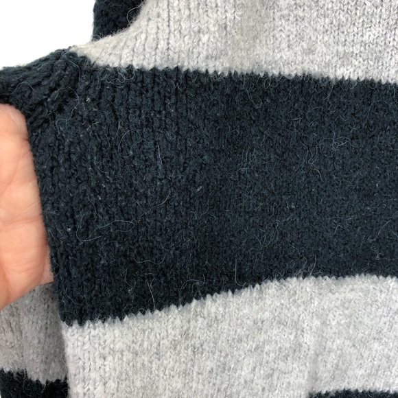 Magaschoni men’s navy and gray wool alpaca blend striped sweater - Picture 4 of 5